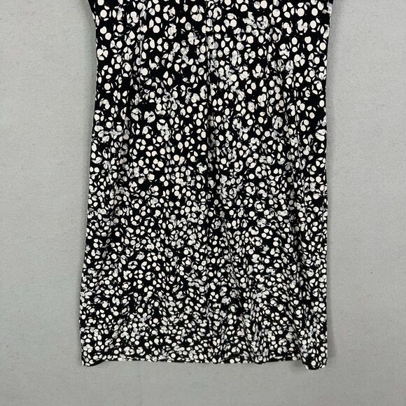 Ralph Lauren Dress Womens 8 Black White Floral Ruched Wrap Office Career LRL - Picture 10 of 15